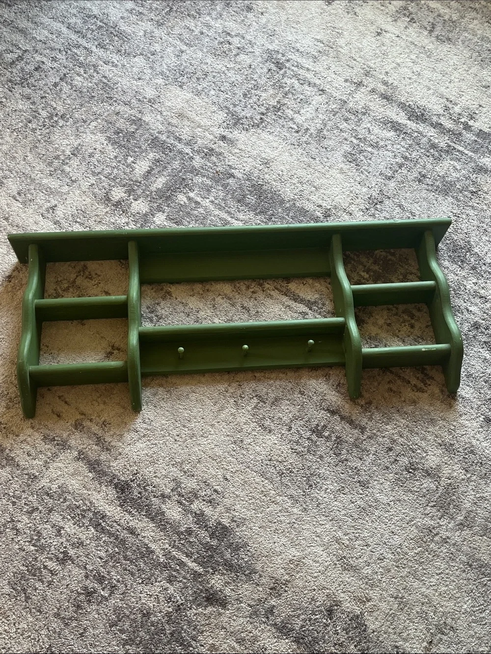 Cottagecore large Green Wall Shelf with Hooks - Home Wall Decor